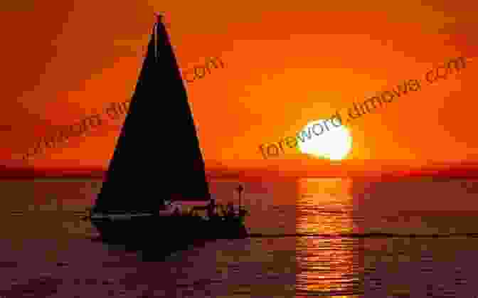 A Lone Sailor Sits On The Deck Of A Sailboat At Sunset, Gazing Out At The Horizon. Sailing Alone Around The World